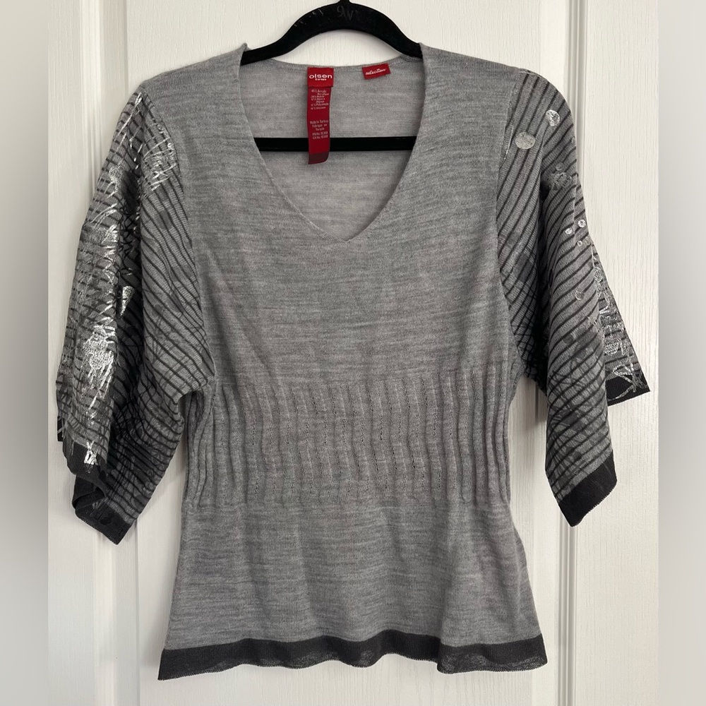 Olsen Gray 3/4 Wide Sleeve Women's Sweater(mohair 20%/alpaca 12%) Size 4